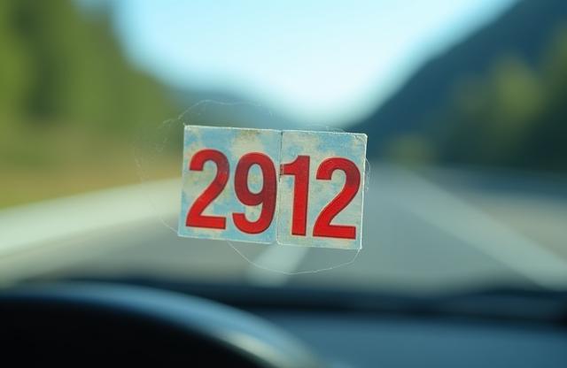 Example of a properly affixed Austrian road vignette on a car windshield